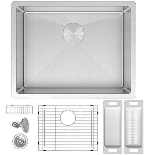Product Cover Zuhne 21-Inch Small Kitchen Prep/Laundry Utility Scullery/RV Mobile Home Camper Undermount Single Bowl Stainless Steel Sink for 24