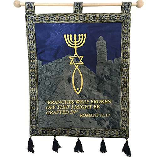 Product Cover Nana gifts Grafted In Messianic velvet Wall Hanging Banner, Blue, 14x11