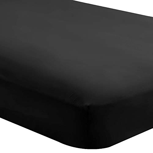 Product Cover Bare Home Fitted Bottom Sheet Queen - Premium 1800 Ultra-Soft Wrinkle Resistant Microfiber - Hypoallergenic - Deep Pocket (Queen, Black)