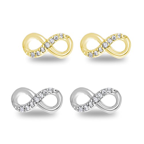 Product Cover Spoil Cupid 14k Gold Plated Sterling Silver Cubic Zirconia Infinity Stud Earrings