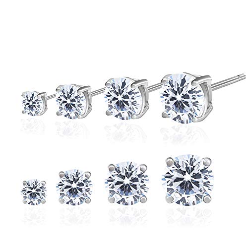 Product Cover Spoil Cupid 14k Gold Plated Sterling Silver Cubic Zirconia Classic Basket Prong Set Stud Earrings