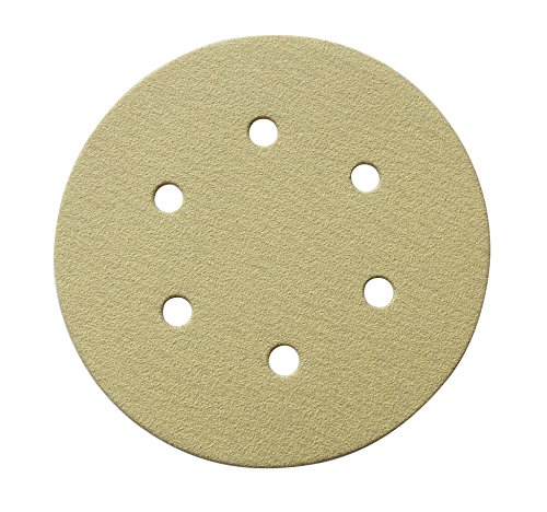Product Cover POWERTEC 45201XG-100 Assorted Grit Sanding Discs Hook and Loop Orbital Sander 6-Inch 6 Hole | 20 Each of 80, 100, 120, 150, 220 Grit Aluminum Oxide Round Sand Paper, Gold, 100 Pack