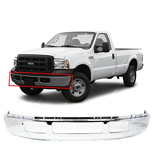 Product Cover MBI AUTO - Chrome, Steel Front Bumper Shell for 2005 2006 2007 Ford F250 F350 Super Duty Pickup W/Out Fender Flare Holes 05-07, FO1002392