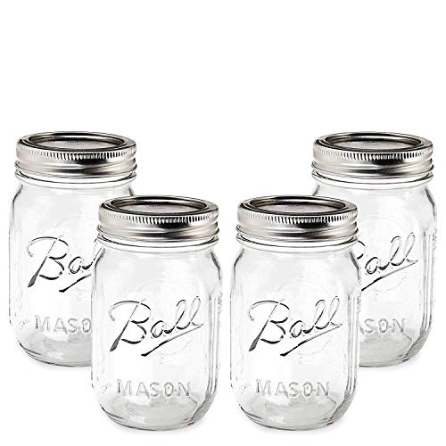 Product Cover Ball Mason Jar 16 Ounces, Clear Glass Heritage Series, (4-Pack)