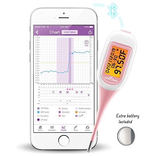 Product Cover Easy@Home Smart Basal Thermometer, Large Screen and Backlit, FSA Eligible, Period Tracker with Premom(iOS & Android) - Auto BBT Sync, Charting, Coverline & Accurate Fertility Prediction #EBT-300