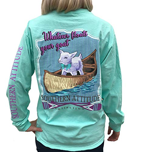 Product Cover Southern Attitude Whatever Floats Your Goat Seafoam Green Long Sleeve Women's Shirt