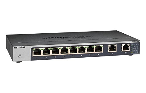 Product Cover NETGEAR 10-Port Gigabit/10G Ethernet Unmanaged Switch (GS110MX) - with 2 x 10G/Multi-gig, Desktop/Rackmount, and ProSAFE Limited Lifetime Protection
