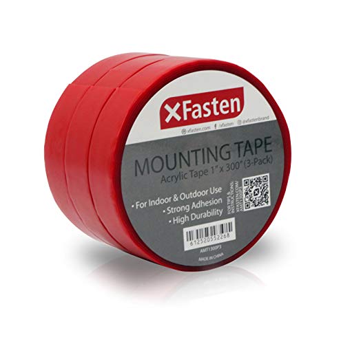 Product Cover XFasten Extreme Double-Sided Acrylic Mounting Tape Removable, 1-Inch x 300-Inch, Pack of 3, Weatherproof, Super Strong Double-Sided Adhesive and Tough Bonding Strength