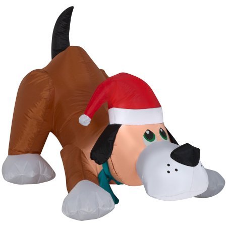 Product Cover Airblown Inflatable Playful Puppy Dog wIth Santa Hat by Gemmy