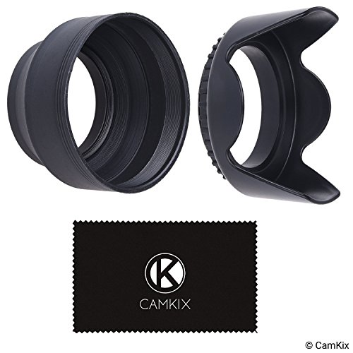 Product Cover Camera Lens Hoods - Rubber (Collapsible) + Tulip Flower - Set of 2 - Sun Shade/Shield - Reduces Lens Flare and Glare - Blocks Excess Sunlight for Enhanced Photography and Video Footage