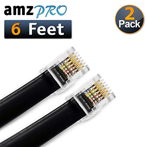 Product Cover (2 Pack) 6 Feet RJ12 6P6C Data Cable, Male to Male 72