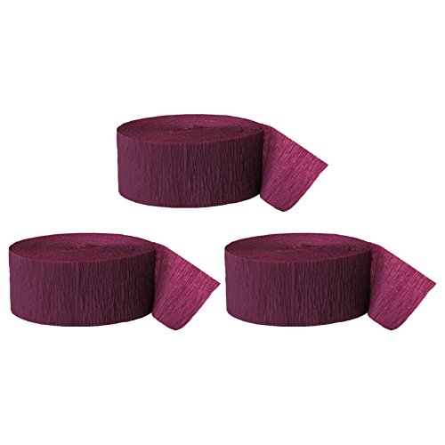 Product Cover Andaz Press Crepe Paper Streamer Hanging Party Decorations Kit, 240-Feet, Burgundy Maroon, 1-Pack, 3-Rolls, Colored Wedding Baby Bridal Shower Birthday Supplies