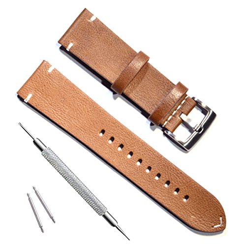 Product Cover Handmade Vintage Replacement Leather Watch Strap/Watch Band (18mm, Minimalism Brown)
