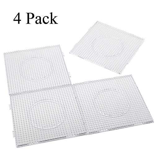 Product Cover H&W 4PCS 5mm Fuse Beads Boards, Large Clear Pegboards Kits, with Gift 4 Lroning Paper (WA3-Z1)