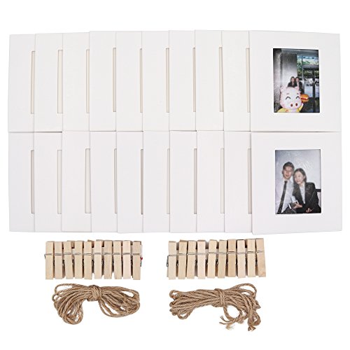 Product Cover Ablus 20Pcs Paper Photo Frame Set for Fujifilm Instax Mini 7s 8 8+ 9 25 26 50s 70 90 Instant Camera Film (3-inch, White)