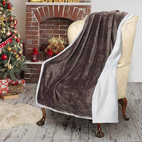 Product Cover Sherpa/Plush Throw Blanket Brown Throw Size 50
