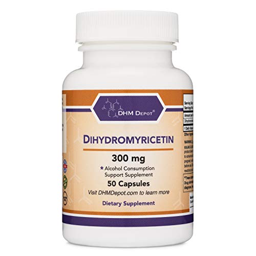 Product Cover Dihydromyricetin (DHM) 50 Capsules, 300mg - Hangover Prevention Pills, Cure Hangovers Before They Start (Third Party Tested) Made in The USA by Double Wood Supplements (DHM Depot)