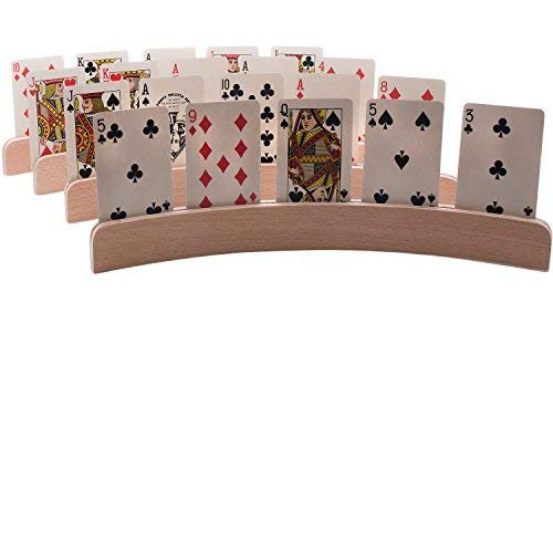 Product Cover GrowUpSmart Set of 4 Wooden Playing Card Holders In Curved Design - 14