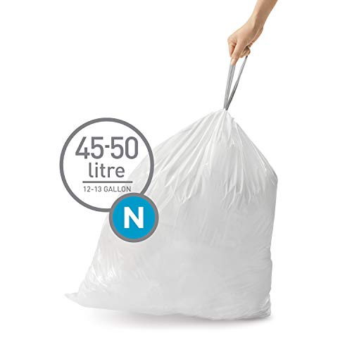 Product Cover simplehuman Code N Custom Fit Drawstring Trash Bags, 45-50 Liter / 12-13 Gallon (200 Count)