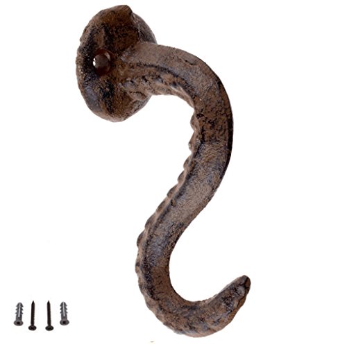 Product Cover Brown Cast Iron Octopus Tentacle Metal Wall Hook With Hanging Hardware Bathroom Wall Towel Hook Nautical Theme Coat Hooks