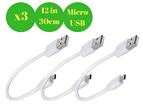 Product Cover [3pack][12-inch] Micro USB Cables - Hercules Tuff Short Charger Cords for Samsung, Kindle, Android Smartphones, Galaxy S6 Edge, Moto, PS4