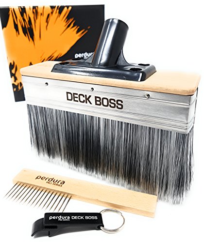 Product Cover Perdura DECK BOSS Deck Stain Brush Fence Floor Applicator - HUGE 7 inch Deck Paint Brush - Stain Seal and Paint Fast! - Outlasts other Paint Tools for Water and Oil based Coatings on Wood and Concrete