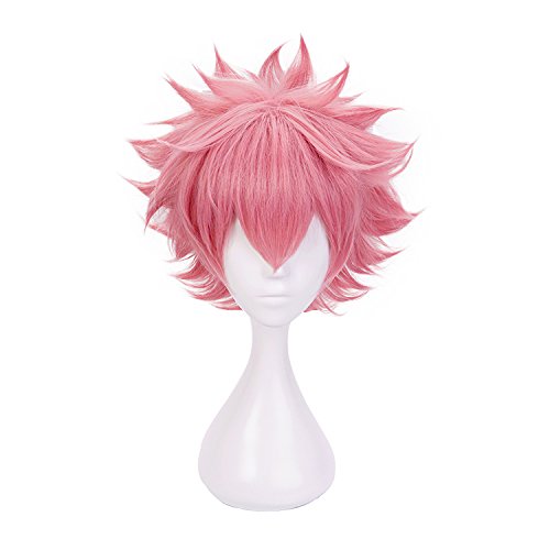 Product Cover Anime Cosplay Wig Women Girls' Short Pink Hair Synthetic Wigs with free Cap