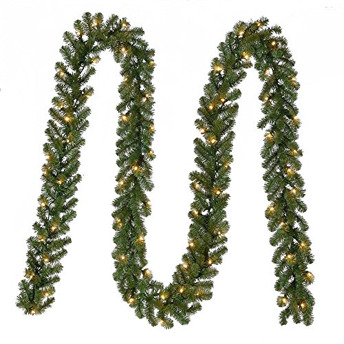 Product Cover Home Accents Holiday 18 ft. Pre-Lit Kingston Indoor/Outdoor Garland Decoration with 70 Sparkling Warm Clear Lights