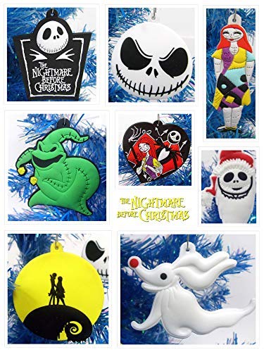 Product Cover Nightmare Before Christmas 8 Piece Christmas Tree Ornament Set Featuring Jack Skellington and Friends - Around 2.5