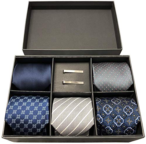Product Cover Mahogany Row 7 PCS Italian Mens Necktie Collection JACQUARD Woven Neck Ties + Designer Storage Box