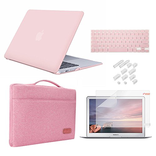 Product Cover MacBook 12 Inch Retina Case Bundle 5 in 1,iCasso Ultra Slim Plastic Hard Cover with Sleeve,Screen Protector,Keyboard Cover & Dust Plug for MacBook 12 Inch Retina Model A1534 - Rose Quartz