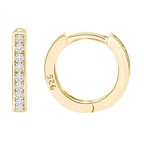 Product Cover Spoil Cupid 14k Gold Plated Sterling Silver Cubic Zirconia Small Cartilage Hoop Huggie Cuff Earring Stud