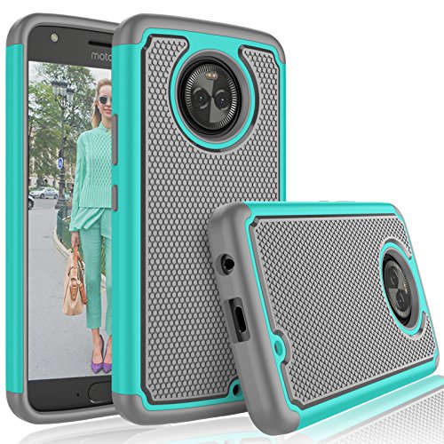 Product Cover Tekcoo for Moto X4 Case / 2017 Motorola Moto X 4th Generation Cute Case, [Tmajor] Shock Absorbing [Turqoise] Rubber Silicone & Plastic Scratch Resistant Bumper Grip Rugged Hard Cases Cover