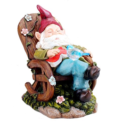 Product Cover Solar Powered Gnome Sleeping in a Chair LED Garden Light Decor