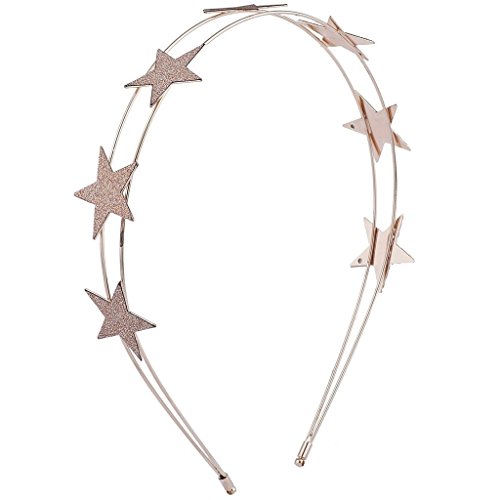 Product Cover Lux Accessories Rose Gold Tone Glitter Star Celestial Double Row Wire Headband