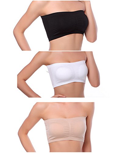 Product Cover Venbond 1-4Packs Women's Seamless Bandeau Crop Tube Top Bra Strapless Padded Bralette