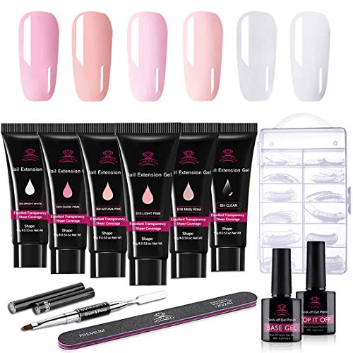 Product Cover Makartt Poly Nail Extention Gel Kit Nail Enhancement Clear Pink Gel Builder Trail Set P-01