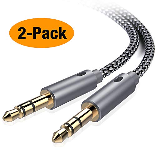 Product Cover oldboytech oldboytech AUX Cable,[2-Pack,4ft,Hi-Fi Sound Quality] 3.5mm Auxiliary Audio Cable Nylon Braided AUX Cord for Car / Home Stereos,Speaker,iPhone iPod iPad,Headphones,Sony Beats,Echo Dot More (Grey)