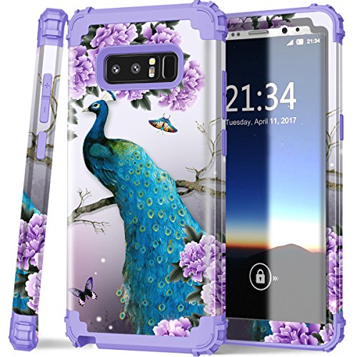 Product Cover Galaxy Note 8 case,PIXIU Heavy Duty Protection Shock Absorption Anti Scratch Hybrid Dual Layer Phone Cases for Samsung Galaxy Note 8 2017 Realeased Peafowl Purple