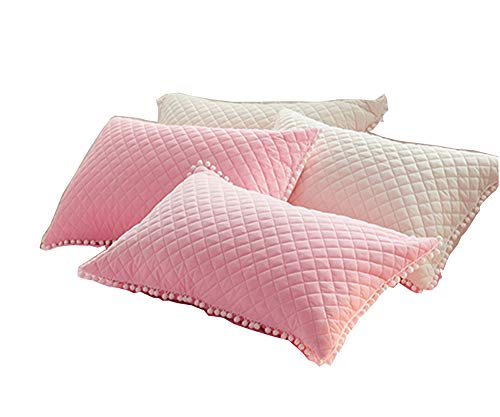 Product Cover Ceruleanhome 2pc 100% Velvet Flannel Pillow Shams, Solid Color, No Inside Filler (2pc Pillow Cases, Pink)