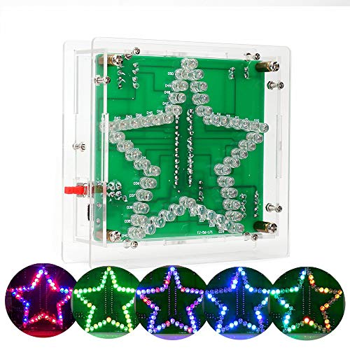 Product Cover IS Icstation DIY Electronic Assemble Soldering Kit Star Shaped Colorful Flashing LED Rainbow Lights with Clear Case Season Decoration Creative Gift