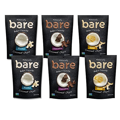 Product Cover Bare Baked Crunchy Coconut Chips, Variety Pack, Gluten Free, 1.4 Ounce Bag, 6 Count