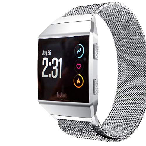 Product Cover Aiiko Compatible with Fitbit Ionic Bands, Metal Stainless Steel Small Size Strap,Comfortable Adjustable Closure Wrist Sport Band Replacement for Fitbit Ionic Smart Watch - Silver