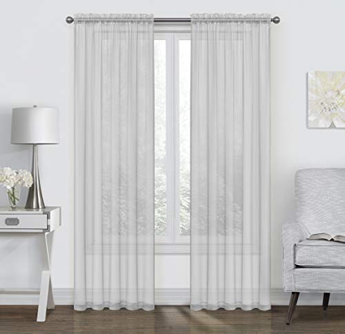 Product Cover GoodGram 2 Pack: Basic Rod Pocket Sheer Voile Window Curtain Panels - Assorted Colors (Silver)