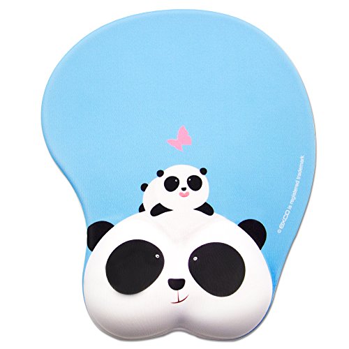 Product Cover Cute Cartoon Panda Pad-EXCO Cute Panda Computer Mouse Pad Wrist Support Ergonomic Mouse Pad with Comfortable Gel Wrist Support,Non-Slip PU Base for Computer