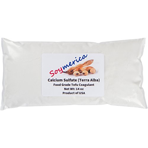Product Cover Soymerica Tofu Coagulant - 14oz Premium Calcium Sulfate (Terra Alba/Gypsum). Food Grade. 100% Product of USA