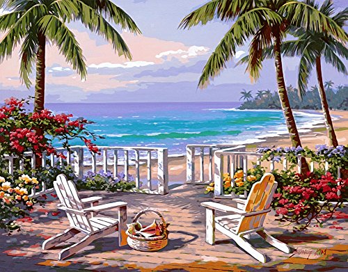 Product Cover Morgofun DIY Oil Painting Paint by Numbers for Adults, Paint by Number Kits Beautiful Hawaii Scenery Painting by Numbers for Adults 16x20inch (Hawaii)