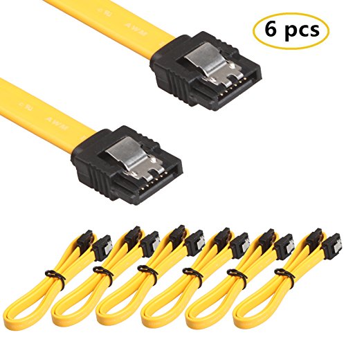 Product Cover RELPER-LiNESO 6 Pack 18 Inches SATA III 6.0 Gbps Data Cable with Locking Latch (Yellow)