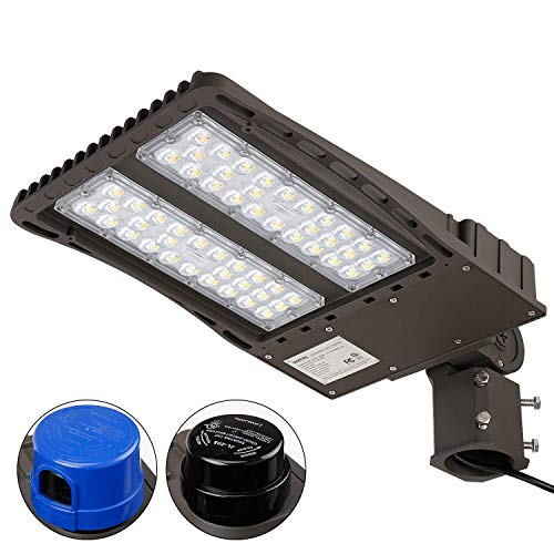 Product Cover LEONLITE Ultra Bright LED Parking Lot Light with Photocell, 150W (450W Equiv.) Slipfitter Mount Area Lighting Fixture, Dusk-to-Dawn, DLC & ETL Listed, for Docks, Driveways, Backyards, 5-Year Warranty