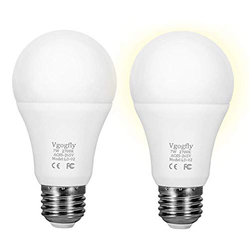 Product Cover Sensor Lights Bulb Dusk to Dawn LED Light Bulbs Smart Lighting Lamp 7W E26/E27 Automatic On/Off, Indoor/Outdoor Yard Porch Patio Garage Garden (Warm White, 2 Pack)